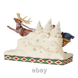 Enesco Jim Shore Heartwood Creek Here Comes Santa Sleigh with Reindeer Figurine