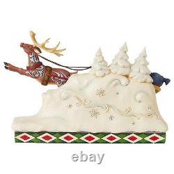 Enesco Jim Shore Heartwood Creek Here Comes Santa Sleigh with Reindeer Figurine