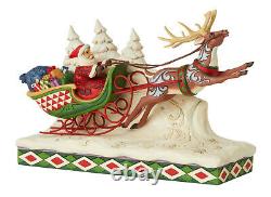 Enesco Jim Shore Heartwood Creek Santa on Sleigh with Reindeer NIB # 6006635