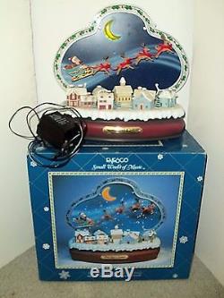 Enesco Night Before Christmas Lit Motion Musical Santa Sleigh & Flying Reindeer