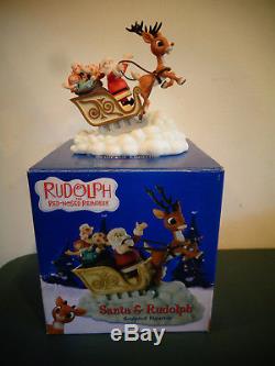 Enesco Santa & Rudolph Red Nosed Reindeer Sleigh Misfit Toys Figurine 4002074