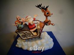 Enesco Santa & Rudolph Red Nosed Reindeer Sleigh Misfit Toys Figurine 4002074
