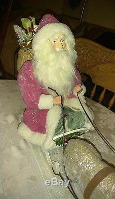 Estate Sale Large Christmas Santa Claus With Reindeer And Sleigh Brand New Cute