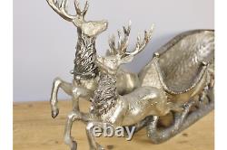 Ex Large Gold Reindeer & Sleigh Santas Helper Luxury Xmas Decoration 58x35cm