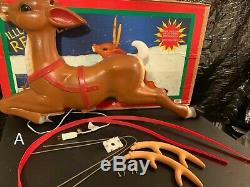 Excellent In Box Vtg General Foam Giant Reindeer A For Santa Sleigh Blow Mold
