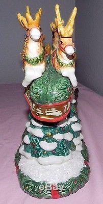 FITZ & FLOYD THE NIGHT BEFORE CHRISTMAS SANTA REINDEER SLEIGH CANDLE HOLDER