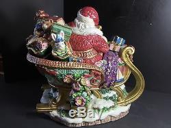 FITZ Floyd Santa Sleigh Soup Tureen Christmas Reindeer