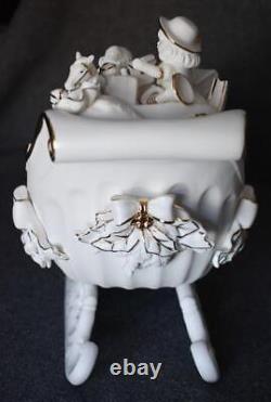 Fabulous 2001 Grandeur Noel Collector's Ed Porcelain Santa Sleigh Reindeer Pair