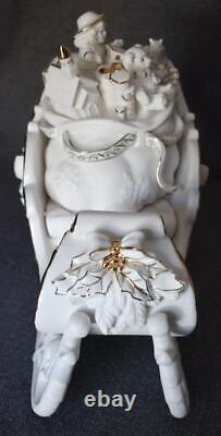 Fabulous 2001 Grandeur Noel Collector's Ed Porcelain Santa Sleigh Reindeer Pair