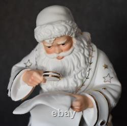 Fabulous 2001 Grandeur Noel Collector's Ed Porcelain Santa Sleigh Reindeer Pair