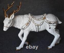 Fabulous 2001 Grandeur Noel Collector's Ed Porcelain Santa Sleigh Reindeer Pair