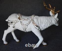 Fabulous 2001 Grandeur Noel Collector's Ed Porcelain Santa Sleigh Reindeer Pair