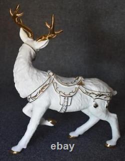 Fabulous 2001 Grandeur Noel Collector's Ed Porcelain Santa Sleigh Reindeer Pair
