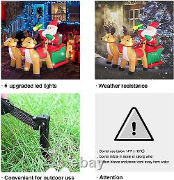 Fanshunlite 8Ft Christmas Inflatable Santa Claus on Sleigh with Two Reindeer & G