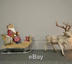 Father Christmas And Sleigh Ornament Santa Figure Reindeer Festive Decoration