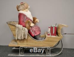 Father Christmas & Sleigh With Reindeer Large Festive Decoration Ornament Figure