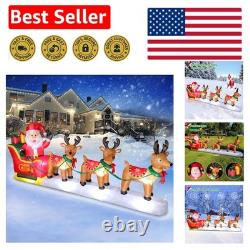 Festive 12FT Santa Claus Sleigh Inflatable with Reindeer & Bright LED Lights