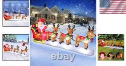Festive 12FT Santa Claus Sleigh Inflatable with Reindeer & Bright LED Lights
