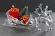 Festive Boxed Glass Set Of Swarovski Crystal Santa's Sleigh & Reindeer With Cert
