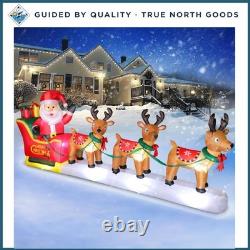 Festive Outdoor Santa Sleigh with Reindeer and Built-In LED Lights for Christmas