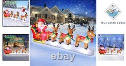 Festive Outdoor Santa Sleigh with Reindeer and Built-In LED Lights for Christmas