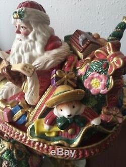 Fitz & Floyd Christmas Set Wreath Santa Sleigh Tureen & 2 Reindeer Candle
