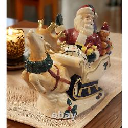 Fitz and Floyd Omnibus Santa Sleigh Reindeer Cookie Jar 1993 Very Rare EUC Large
