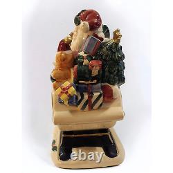 Fitz and Floyd Omnibus Santa Sleigh Reindeer Cookie Jar 1993 Very Rare EUC Large