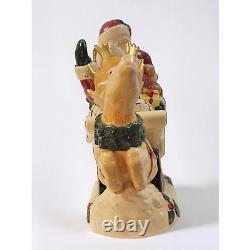Fitz and Floyd Omnibus Santa Sleigh Reindeer Cookie Jar 1993 Very Rare EUC Large