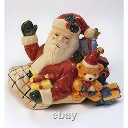 Fitz and Floyd Omnibus Santa Sleigh Reindeer Cookie Jar 1993 Very Rare EUC Large