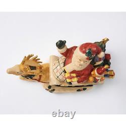Fitz and Floyd Omnibus Santa Sleigh Reindeer Cookie Jar 1993 Very Rare EUC Large