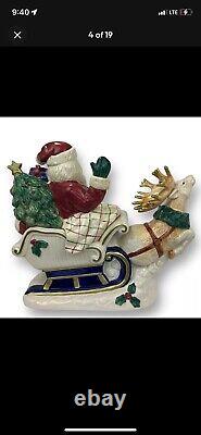 Fitz and Floyd Vtg Omnibus Santa Sleigh Reindeer Cookie Jar 1993 Excellent Cond