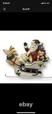 Fitz and Floyd Vtg Omnibus Santa Sleigh Reindeer Cookie Jar 1993 Excellent Cond