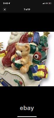 Fitz and Floyd Vtg Omnibus Santa Sleigh Reindeer Cookie Jar 1993 Excellent Cond