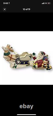 Fitz and Floyd Vtg Omnibus Santa Sleigh Reindeer Cookie Jar 1993 Excellent Cond
