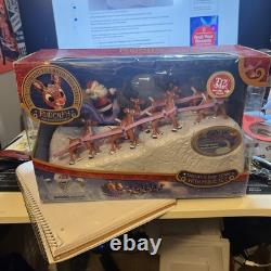 Forever Fun Rudolph Santa's Sleigh Team Musical Christmas Figurine Set