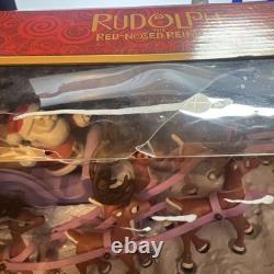 Forever Fun Rudolph Santa's Sleigh Team Musical Christmas Figurine Set