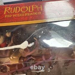Forever Fun Rudolph Santa's Sleigh Team Musical Christmas Figurine Set