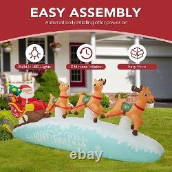 Funflatable 10 FT Santa Sleigh with Reindeer Christmas Inflatables Outdoor De