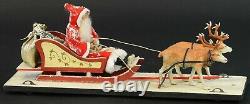 GERMAN 16 L SANTA BELSNICKLE TWO REINDEER SLEIGH PULLTOY work of Werner Brauer