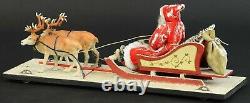 GERMAN 16 L SANTA BELSNICKLE TWO REINDEER SLEIGH PULLTOY work of Werner Brauer