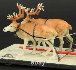 GERMAN 16 L SANTA BELSNICKLE TWO REINDEER SLEIGH PULLTOY work of Werner Brauer