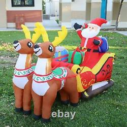 GOOSH 7 ft Christmas Inflatable Santa Reindeer Sled Decoration LED Lights Cute
