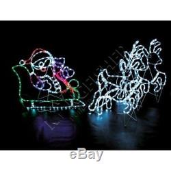 Garden Mile Large 180cm Santa With Sleigh And Reindeer, Animated Multi Rope Or