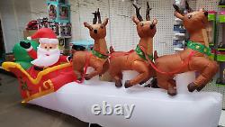 Gemmy 11ft Long Santa's Flying Sleigh with 3 Reindeer Christmas Inflatable