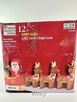 Gemmy 12 Ft Giant Santa Sleigh Scene Reindeer Airblown Inflatable Home Accents