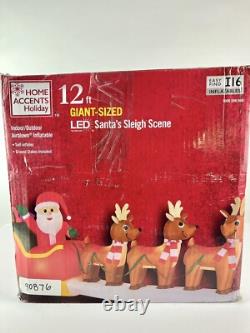 Gemmy 12 Ft Giant Santa Sleigh Scene Reindeer Airblown Inflatable Home Accents
