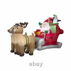 Gemmy 36855 Santa with Sleigh and Reindeer Christmas Inflatable 5 FT TALL x 8