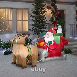 Gemmy 36855 Santa with Sleigh and Reindeer Christmas Inflatable 5 FT TALL x 8