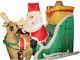 Gemmy 8' Airblown Inflatable Animated Santa Sleigh With 2 Reindeer Poping Elf & B